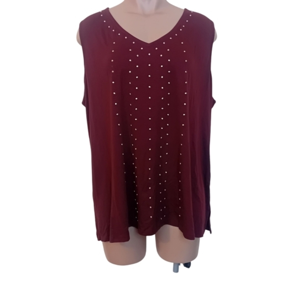 NWOT Plus Size Catherines Black Label Formal Studs Business Sleeveless Blouse 1X